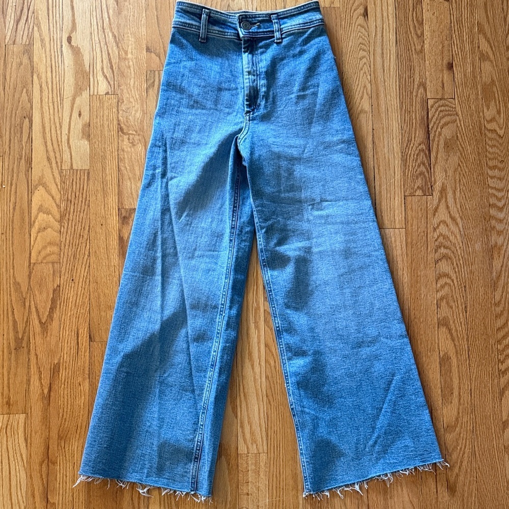 Zara sz 2 like new Marine Jean Wide Leg High-Rise Women's Jeans - Blue new cond